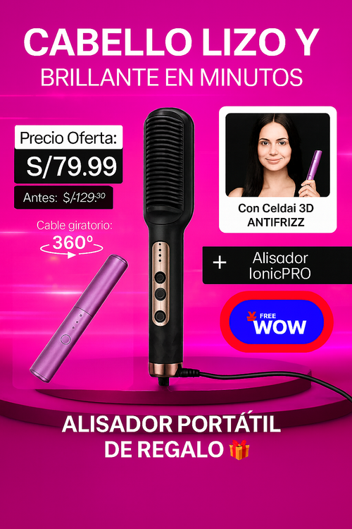 🔥 Cepillo Alisador Americano + REGALO CEPILLO PORTATIL 🔥