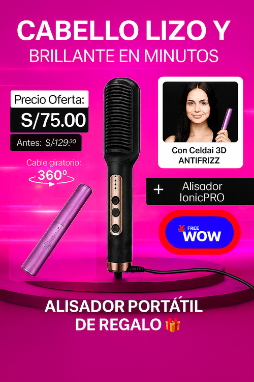 🔥 Cepillo Alisador Americano + REGALO CEPILLO PORTATIL 🔥