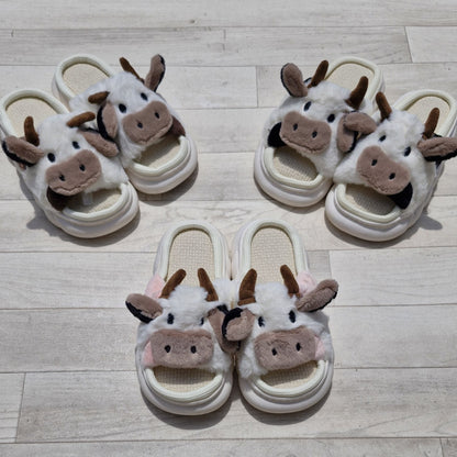 🐄 Pantuflas de Vaquita mas medias de regalo 🎁💖