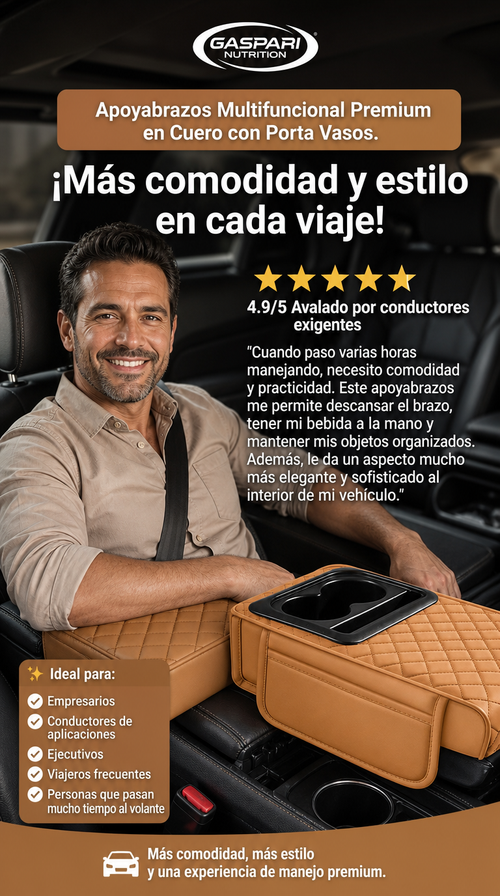 ✨ Apoyabrazos Universal para Auto con Portavasos Integrado ✨